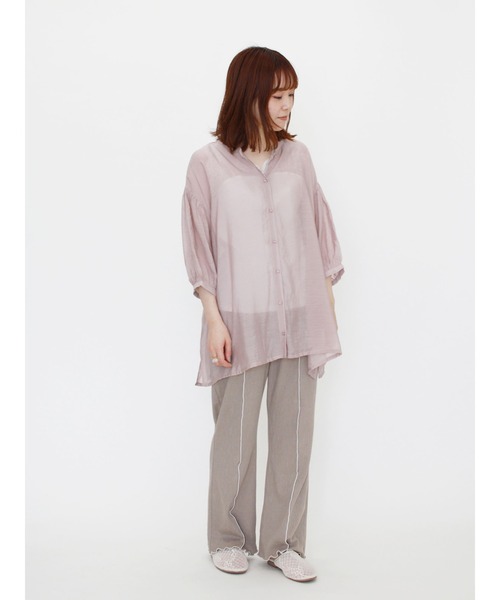 ehka sopo（エヘカソポ）の「前後着リボンシアーブラウス（シャツ/ブラウス・レディース・サックスブルー/キナリ/ピンク/グリーン・ﾌﾘ-）」の8枚目の写真