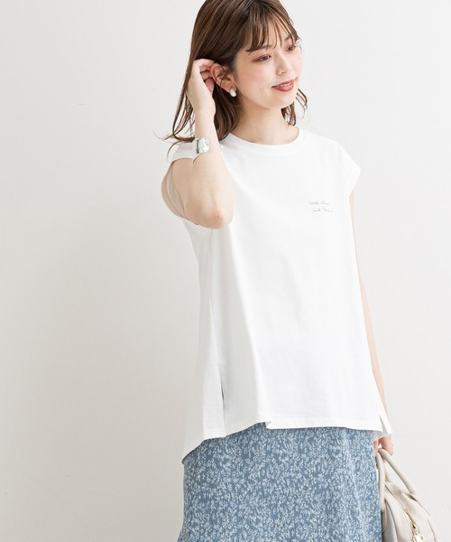 natural couture（ナチュラルクチュール）の「【WEB限定】ハンドライト風メッセージノースリーブT（Tシャツ/カットソー・レディース・ブラック/ブラウン/オフホワイト/ピンク・FREE）」の6枚目の写真