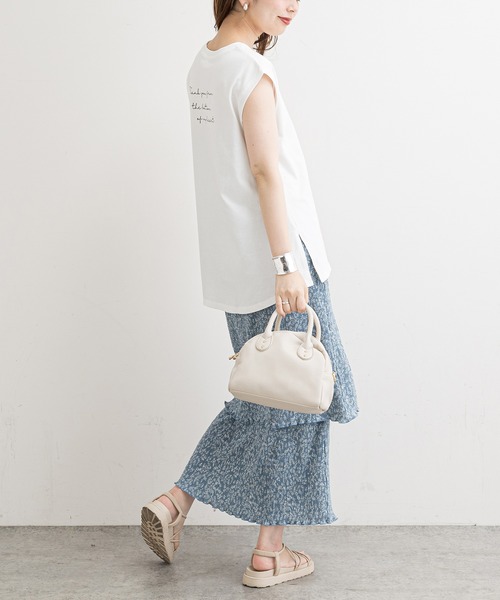 natural couture（ナチュラルクチュール）の「【WEB限定】ハンドライト風メッセージノースリーブT（Tシャツ/カットソー・レディース・ブラック/ブラウン/オフホワイト/ピンク・FREE）」の8枚目の写真