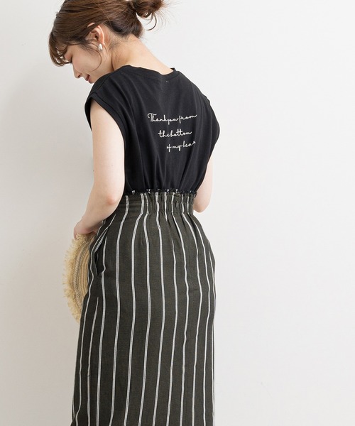 natural couture（ナチュラルクチュール）の「【WEB限定】ハンドライト風メッセージノースリーブT（Tシャツ/カットソー・レディース・ブラック/ブラウン/オフホワイト/ピンク・FREE）」の11枚目の写真