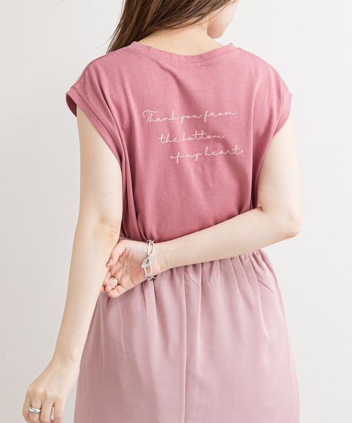 natural couture（ナチュラルクチュール）の「【WEB限定】ハンドライト風メッセージノースリーブT（Tシャツ/カットソー・レディース・ブラック/ブラウン/オフホワイト/ピンク・FREE）」の18枚目の写真