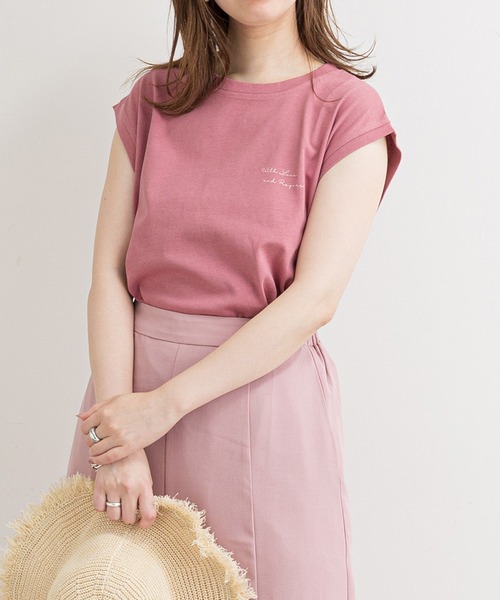 natural couture（ナチュラルクチュール）の「【WEB限定】ハンドライト風メッセージノースリーブT（Tシャツ/カットソー・レディース・ブラック/ブラウン/オフホワイト/ピンク・FREE）」の17枚目の写真