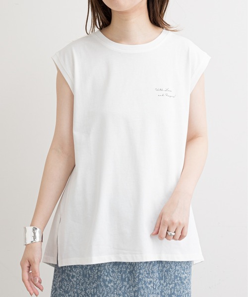 natural couture（ナチュラルクチュール）の「【WEB限定】ハンドライト風メッセージノースリーブT（Tシャツ/カットソー・レディース・ブラック/ブラウン/オフホワイト/ピンク・FREE）」の21枚目の写真