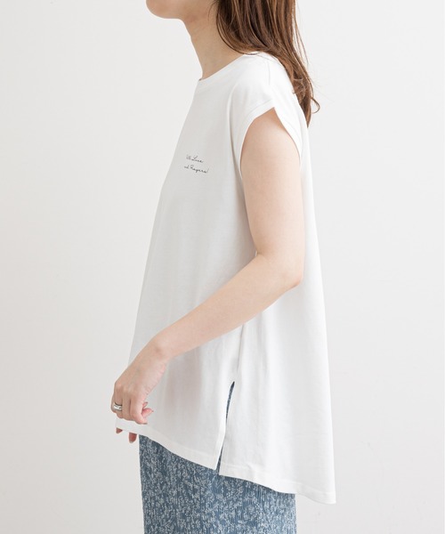 natural couture（ナチュラルクチュール）の「【WEB限定】ハンドライト風メッセージノースリーブT（Tシャツ/カットソー・レディース・ブラック/ブラウン/オフホワイト/ピンク・FREE）」の22枚目の写真