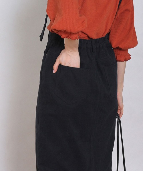 Crisp(クリスプ)の「サスペンダーロングタイトスカート(スカート・レディース・ブラック/ベージュ・FREE)」の15枚目の写真