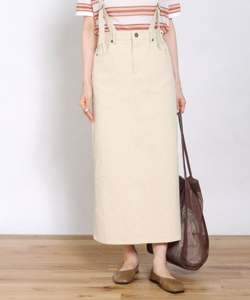 Crisp(クリスプ)の「サスペンダーロングタイトスカート(スカート・レディース・ブラック/ベージュ・FREE)」の16枚目の写真