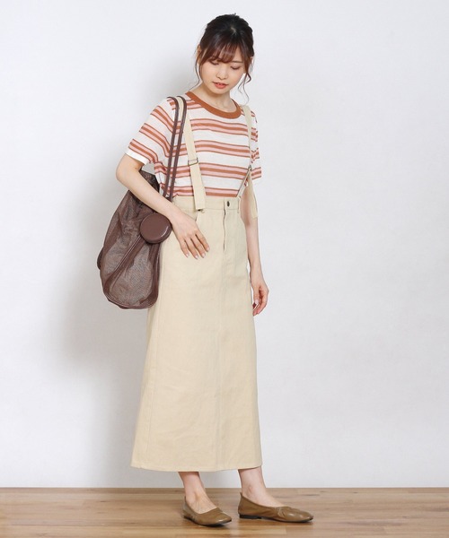 Crisp(クリスプ)の「サスペンダーロングタイトスカート(スカート・レディース・ブラック/ベージュ・FREE)」の9枚目の写真