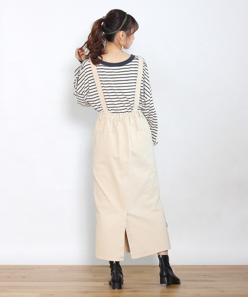 Crisp(クリスプ)の「サスペンダーロングタイトスカート(スカート・レディース・ブラック/ベージュ・FREE)」の8枚目の写真