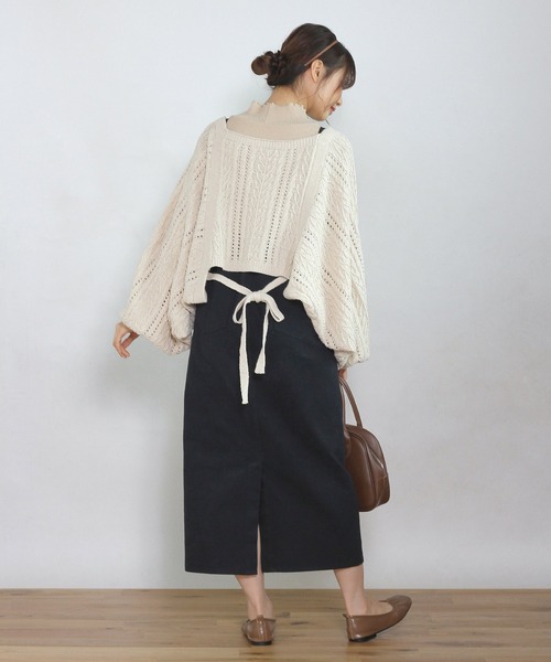 Crisp(クリスプ)の「サスペンダーロングタイトスカート(スカート・レディース・ブラック/ベージュ・FREE)」の5枚目の写真