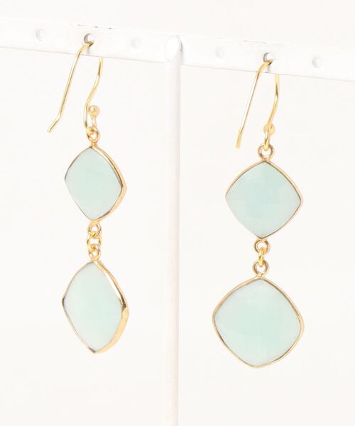 チャイハネ（チャイハネ）の「【チャイハネ】ダブルアマゾナイトピアス（ピアス（両耳用）・レディース・アクア・FREE）」の3枚目の写真