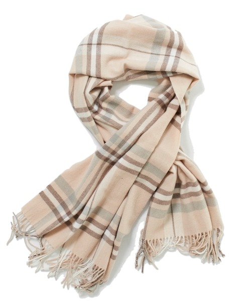 DRWCYS（ドロシーズ）の「ウォッシャブルウールチェックストール（ストール/ショール・レディース・ベージュ/ネイビー/ピンク・FREE）」の2枚目の写真