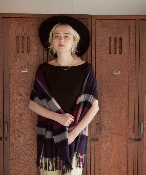 DRWCYS（ドロシーズ）の「ウォッシャブルウールチェックストール（ストール/ショール・レディース・ベージュ/ネイビー/ピンク・FREE）」の8枚目の写真