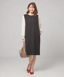 closet story | ＜closet story（クローゼットストーリー）＞ Iライン キーネック ジャンパースカート -ウォッシャブル-(ジャンパースカート)