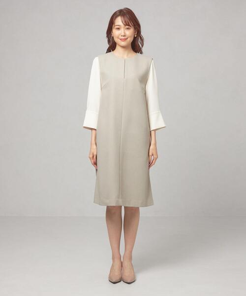 closet story（クローゼットストーリー）の「＜closet story（クローゼットストーリー）＞ Iライン キーネック ジャンパースカート -ウォッシャブル-（ジャンパースカート・レディース・ライトグレー/ブラック・FREE）」の9枚目の写真