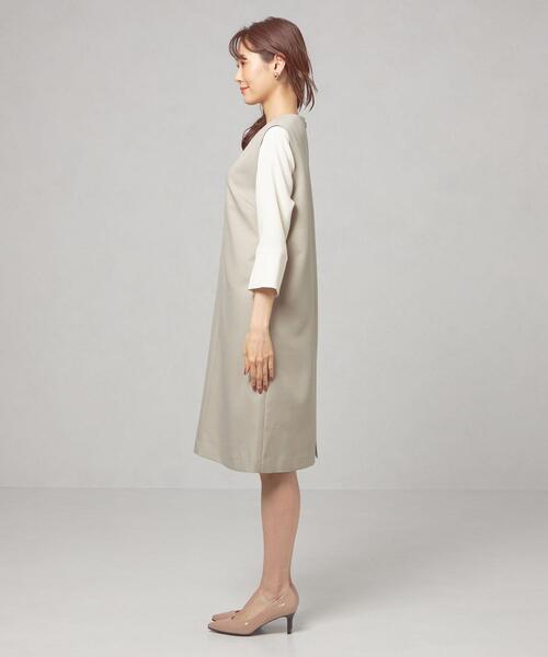 closet story（クローゼットストーリー）の「＜closet story（クローゼットストーリー）＞ Iライン キーネック ジャンパースカート -ウォッシャブル-（ジャンパースカート・レディース・ライトグレー/ブラック・FREE）」の3枚目の写真