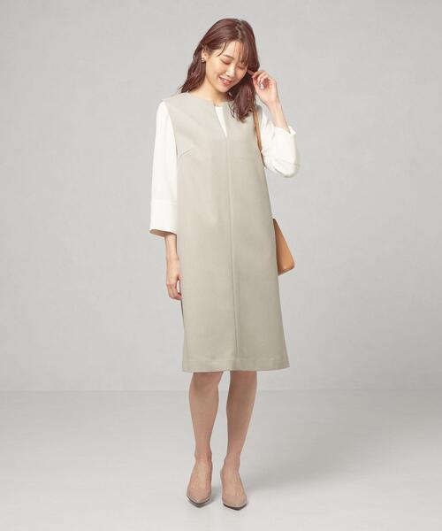 closet story（クローゼットストーリー）の「＜closet story（クローゼットストーリー）＞ Iライン キーネック ジャンパースカート -ウォッシャブル-（ジャンパースカート・レディース・ライトグレー/ブラック・FREE）」の14枚目の写真