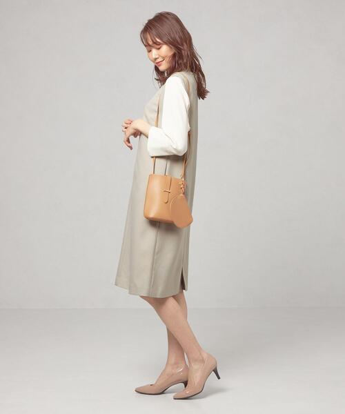 closet story（クローゼットストーリー）の「＜closet story（クローゼットストーリー）＞ Iライン キーネック ジャンパースカート -ウォッシャブル-（ジャンパースカート・レディース・ライトグレー/ブラック・FREE）」の6枚目の写真