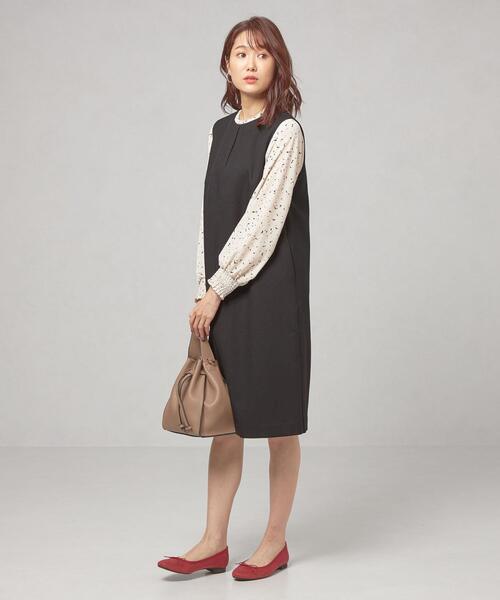 closet story（クローゼットストーリー）の「＜closet story（クローゼットストーリー）＞ Iライン キーネック ジャンパースカート -ウォッシャブル-（ジャンパースカート・レディース・ライトグレー/ブラック・FREE）」の12枚目の写真