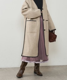 【WEB限定・大好評リバイバルアイテム】裾べロアパイピングチュールプリーツスカート