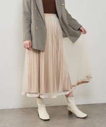 natural couture | 【WEB限定・大好評リバイバルアイテム】裾べロアパイピングチュールプリーツスカート(スカート)