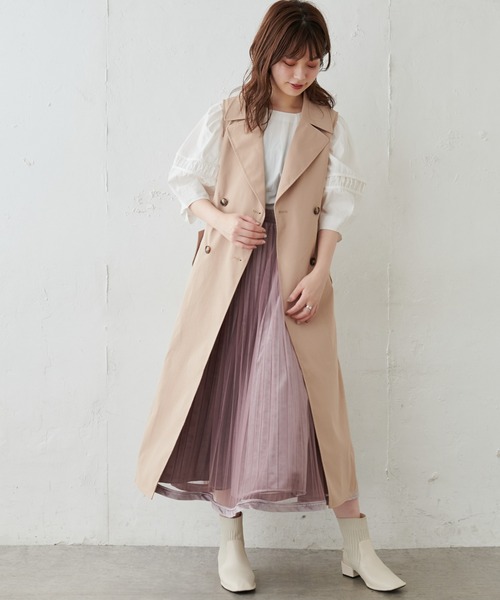 natural couture（ナチュラルクチュール）の「【WEB限定・大好評リバイバルアイテム】裾べロアパイピングチュールプリーツスカート（スカート・レディース・アイボリー/ブラウン/モカ/カーキ/ラベンダー・FREE）」の21枚目の写真