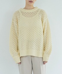レース柄透かし編みニットプルオーバー