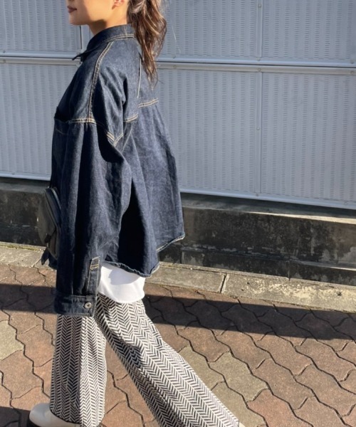 y/m by misato(イムバイミサト)の「幾何学柄ジャガードフレアパンツ(その他パンツ・レディース・ブラック/ベージュ・FREE)」の19枚目の写真