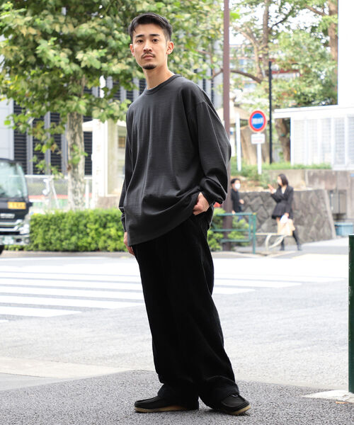 BEAMS（ビームス）の「BEAMS / ウォッシャブル ウール ロングスリーブ Tシャツ（Tシャツ/カットソー・メンズ・オフホワイト/ライトブラック・SMALL/MEDIUM/LARGE/X-LARGE）」の5枚目の写真