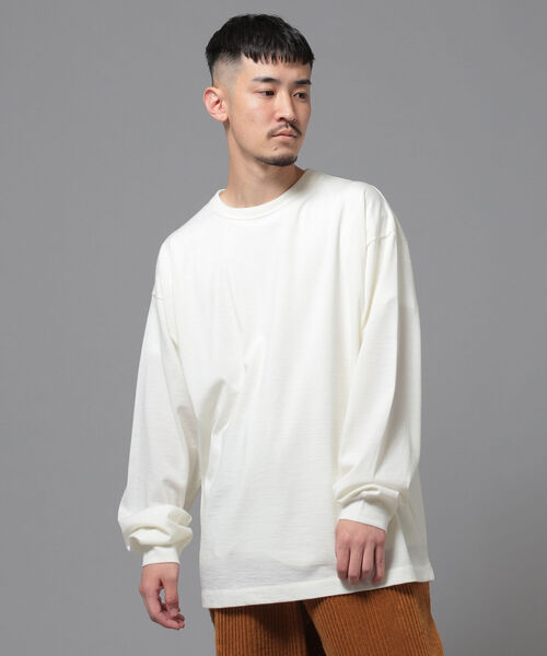 BEAMS（ビームス）の「BEAMS / ウォッシャブル ウール ロングスリーブ Tシャツ（Tシャツ/カットソー・メンズ・オフホワイト/ライトブラック・SMALL/MEDIUM/LARGE/X-LARGE）」の4枚目の写真