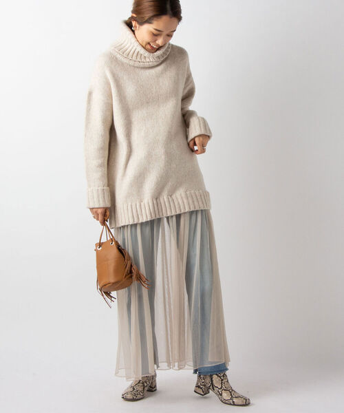 Torrazzo Donna（トラッゾドンナ）の「【TORRAZZO DONNA/ トラッゾドンナ】ニット×チュール2WAYワンピース（ワンピース・レディース・ブラック/ベージュ/オフホワイト・38）」の2枚目の写真