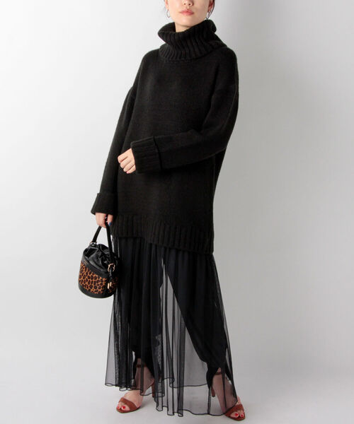 Torrazzo Donna（トラッゾドンナ）の「【TORRAZZO DONNA/ トラッゾドンナ】ニット×チュール2WAYワンピース（ワンピース・レディース・ブラック/ベージュ/オフホワイト・38）」の4枚目の写真