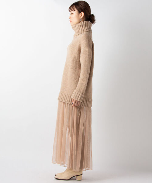 Torrazzo Donna（トラッゾドンナ）の「【TORRAZZO DONNA/ トラッゾドンナ】ニット×チュール2WAYワンピース（ワンピース・レディース・ブラック/ベージュ/オフホワイト・38）」の5枚目の写真