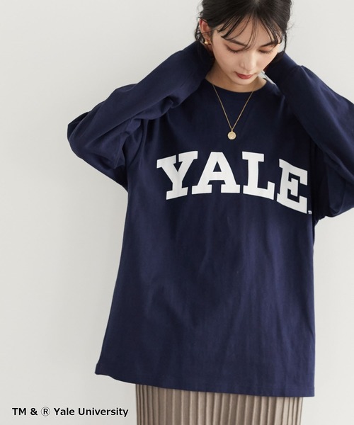 SEVENDAYS=SUNDAY(セブンデイズサンデイ)の「YALE ガゼット付きロンTEE *◇(Tシャツ/カットソー・レディース・ネイビー/オフホワイト/グレイッシュベージュ・S/M/L)」の3枚目の写真