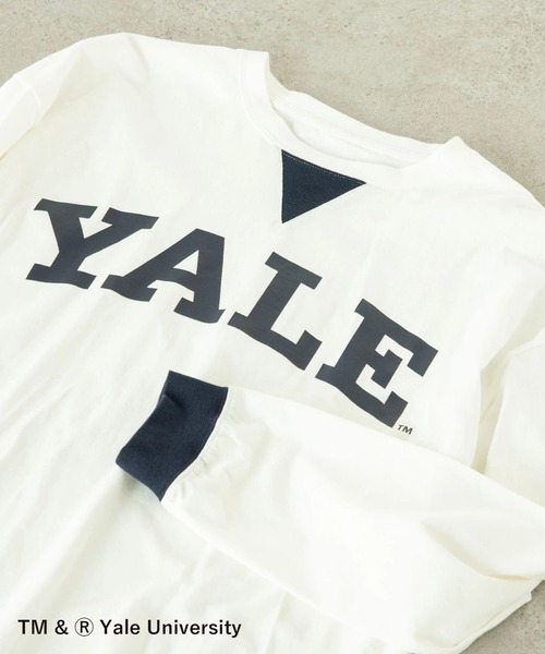 SEVENDAYS=SUNDAY(セブンデイズサンデイ)の「YALE ガゼット付きロンTEE *◇(Tシャツ/カットソー・レディース・ネイビー/オフホワイト/グレイッシュベージュ・S/M/L)」の1枚目の写真