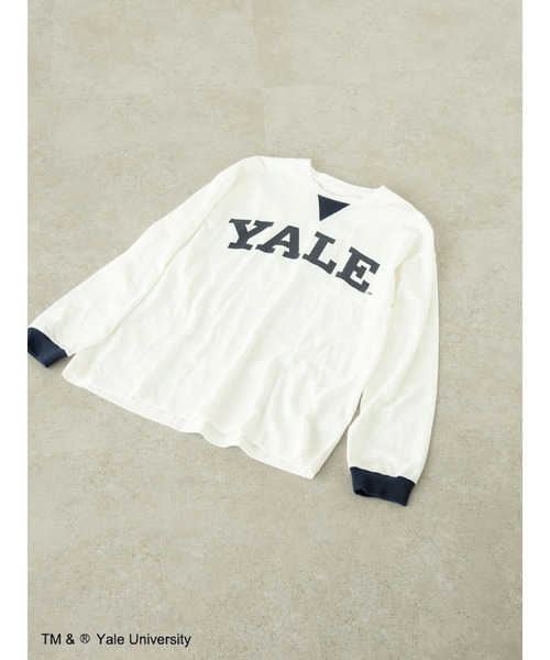 SEVENDAYS=SUNDAY(セブンデイズサンデイ)の「YALE ガゼット付きロンTEE *◇(Tシャツ/カットソー・レディース・ネイビー/オフホワイト/グレイッシュベージュ・S/M/L)」の4枚目の写真