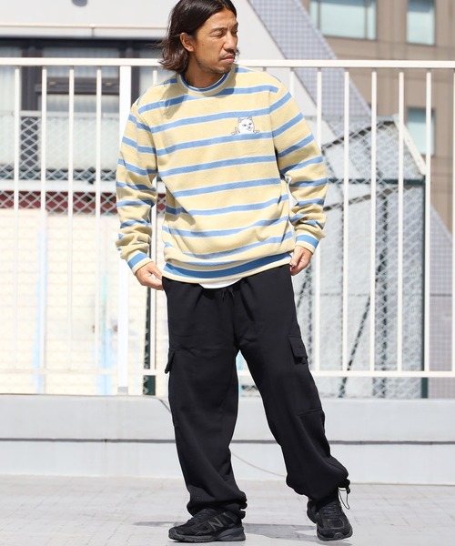 RIPNDIP(リップンディップ)の「RIPNDIP/リップンディップ Peek A Nerm Embroidered Brushed Fleece Crew Neck ボーダー クルーネックスウェット(スウェット・メンズ・ブルー・L/XL/M)」の11枚目の写真