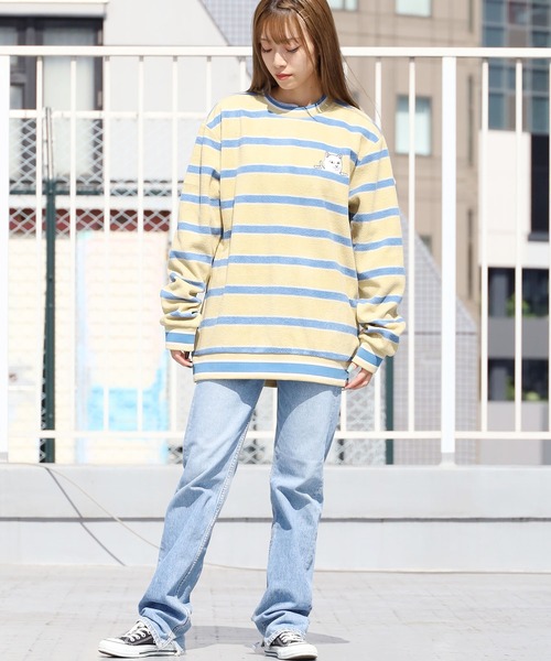 RIPNDIP(リップンディップ)の「RIPNDIP/リップンディップ Peek A Nerm Embroidered Brushed Fleece Crew Neck ボーダー クルーネックスウェット(スウェット・メンズ・ブルー・L/XL/M)」の5枚目の写真