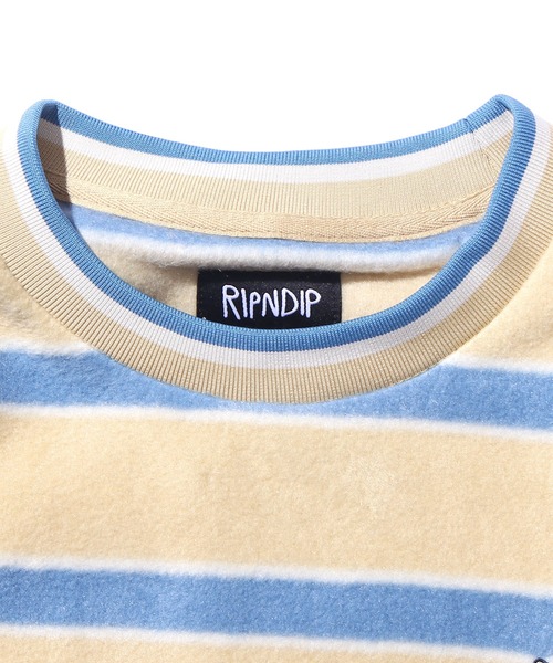RIPNDIP(リップンディップ)の「RIPNDIP/リップンディップ Peek A Nerm Embroidered Brushed Fleece Crew Neck ボーダー クルーネックスウェット(スウェット・メンズ・ブルー・L/XL/M)」の4枚目の写真