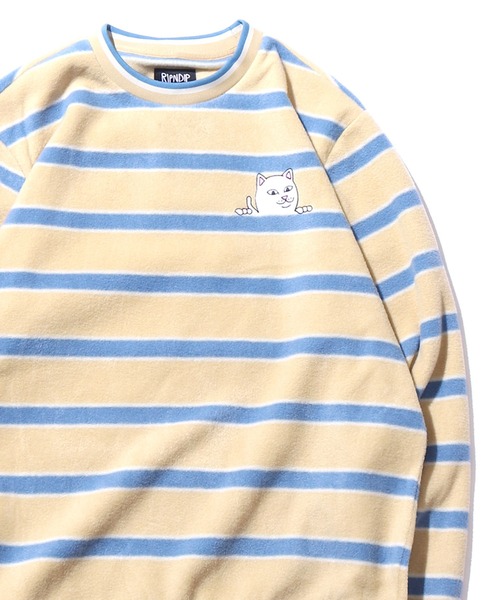 RIPNDIP(リップンディップ)の「RIPNDIP/リップンディップ Peek A Nerm Embroidered Brushed Fleece Crew Neck ボーダー クルーネックスウェット(スウェット・メンズ・ブルー・L/XL/M)」の6枚目の写真