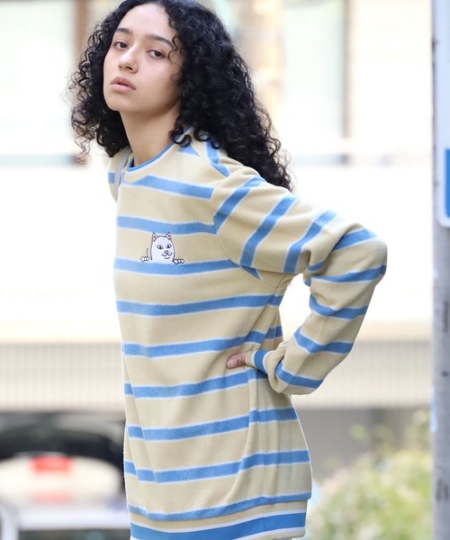 RIPNDIP(リップンディップ)の「RIPNDIP/リップンディップ Peek A Nerm Embroidered Brushed Fleece Crew Neck ボーダー クルーネックスウェット(スウェット・メンズ・ブルー・L/XL/M)」の15枚目の写真
