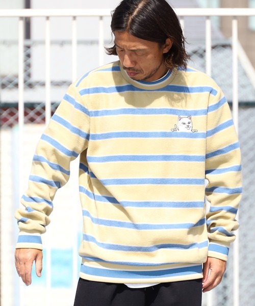 RIPNDIP(リップンディップ)の「RIPNDIP/リップンディップ Peek A Nerm Embroidered Brushed Fleece Crew Neck ボーダー クルーネックスウェット(スウェット・メンズ・ブルー・L/XL/M)」の17枚目の写真