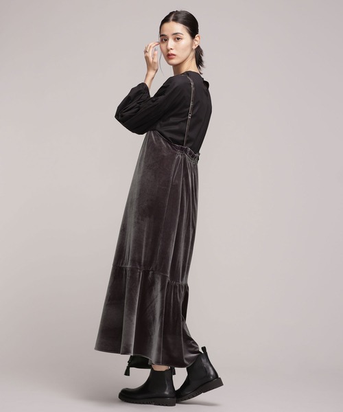 NANO universe（ナノユニバース）の「ベロアキャミワンピース（ワンピース・レディース・ベージュ/チャコール・38/36）」の8枚目の写真