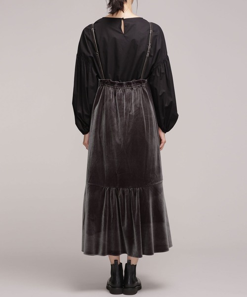 NANO universe（ナノユニバース）の「ベロアキャミワンピース（ワンピース・レディース・ベージュ/チャコール・38/36）」の12枚目の写真