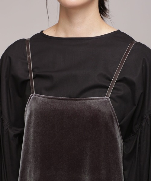 NANO universe（ナノユニバース）の「ベロアキャミワンピース（ワンピース・レディース・ベージュ/チャコール・38/36）」の14枚目の写真