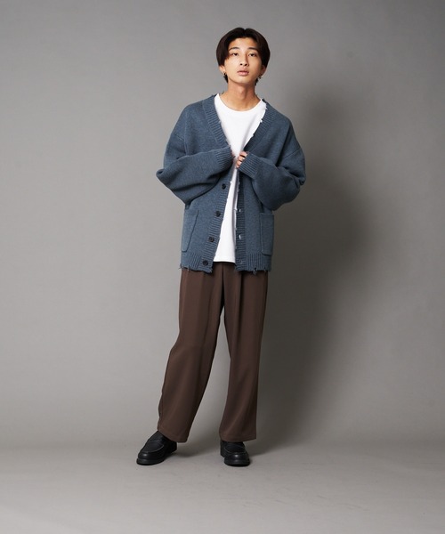 UNIIT(ユニット)の「【UNIIT/ユニット】ダメージニットルーズビッグシルエットカーディガン(カーディガン/ボレロ・メンズ・グリーン/杢グレー/ダークグリーン/ベージュ・MEDIUM/LARGE/SMALL)」の8枚目の写真