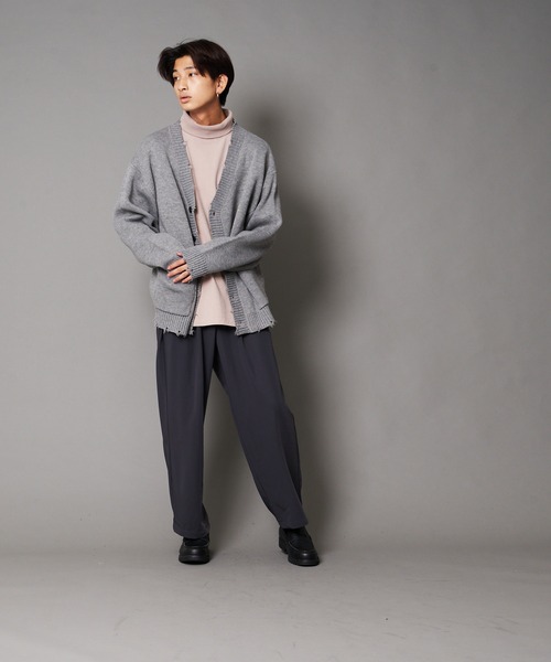 UNIIT(ユニット)の「【UNIIT/ユニット】ダメージニットルーズビッグシルエットカーディガン(カーディガン/ボレロ・メンズ・グリーン/杢グレー/ダークグリーン/ベージュ・MEDIUM/LARGE/SMALL)」の5枚目の写真