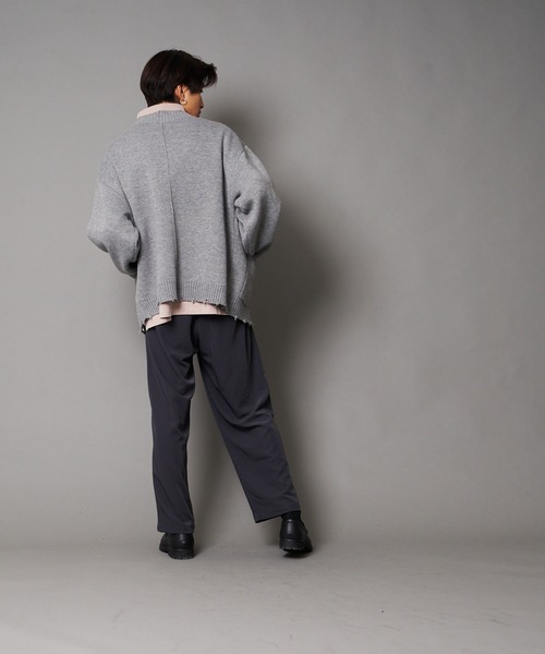 UNIIT(ユニット)の「【UNIIT/ユニット】ダメージニットルーズビッグシルエットカーディガン(カーディガン/ボレロ・メンズ・グリーン/杢グレー/ダークグリーン/ベージュ・MEDIUM/LARGE/SMALL)」の19枚目の写真