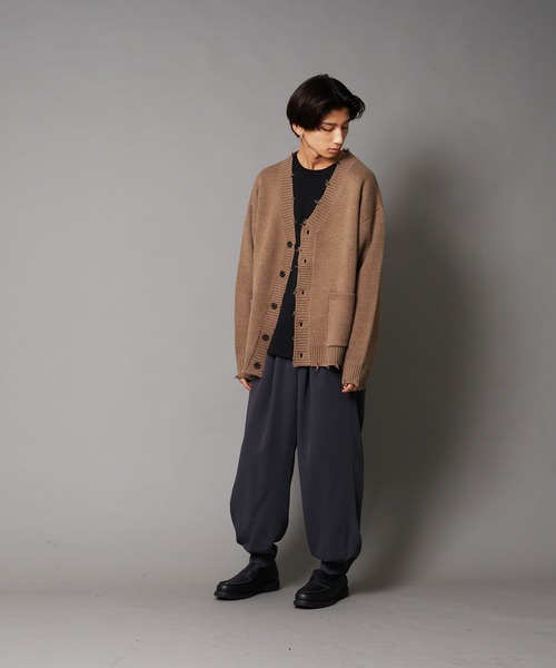UNIIT(ユニット)の「【UNIIT/ユニット】ダメージニットルーズビッグシルエットカーディガン(カーディガン/ボレロ・メンズ・グリーン/杢グレー/ダークグリーン/ベージュ・MEDIUM/LARGE/SMALL)」の20枚目の写真