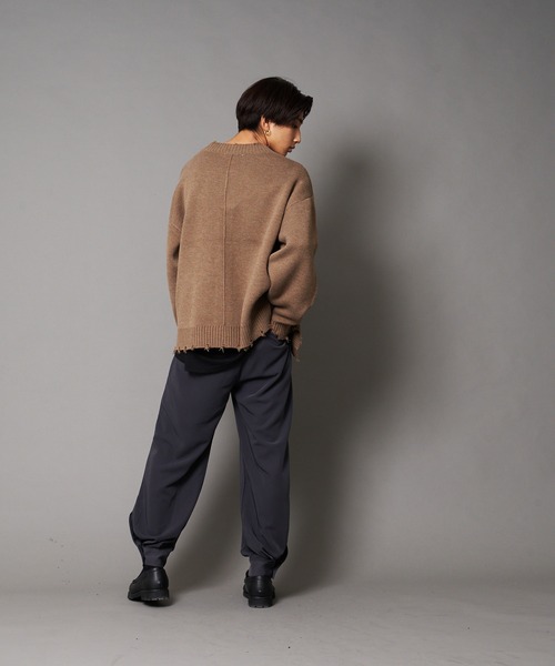 UNIIT(ユニット)の「【UNIIT/ユニット】ダメージニットルーズビッグシルエットカーディガン(カーディガン/ボレロ・メンズ・グリーン/杢グレー/ダークグリーン/ベージュ・MEDIUM/LARGE/SMALL)」の7枚目の写真
