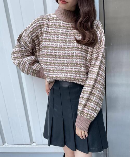 INGNI(イング)の「ファンシーツイードニット(ニット/セーター・レディース・ブラック/アイボリー/モカ・M)」の10枚目の写真